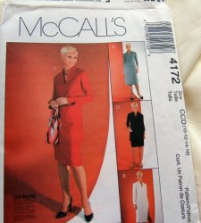 4172 MCCALLS STRAIGHT SS-LS V-DRESS, LONG TUNIC, SKIRT PATTERN 10-16, 16-22 choice uncut